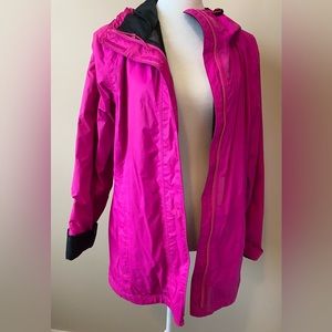 Marmot hooded, rain resistant jacket, hot pink. Medium, zip front with pockets